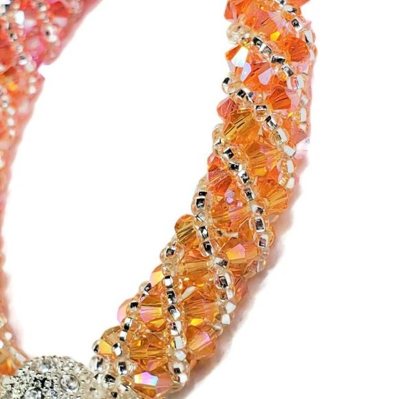 Orange Peach Bracelet Preciosa Crystal Russian Spiral Bracelet Bracelet - Picture 10 of 13